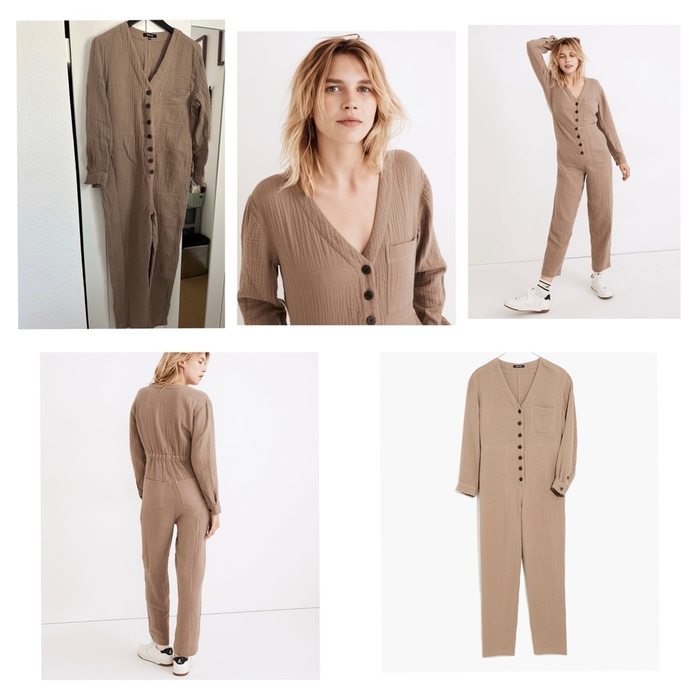 Madewell Lightspun Stitched-Pocket Coverall Jumpsuit.